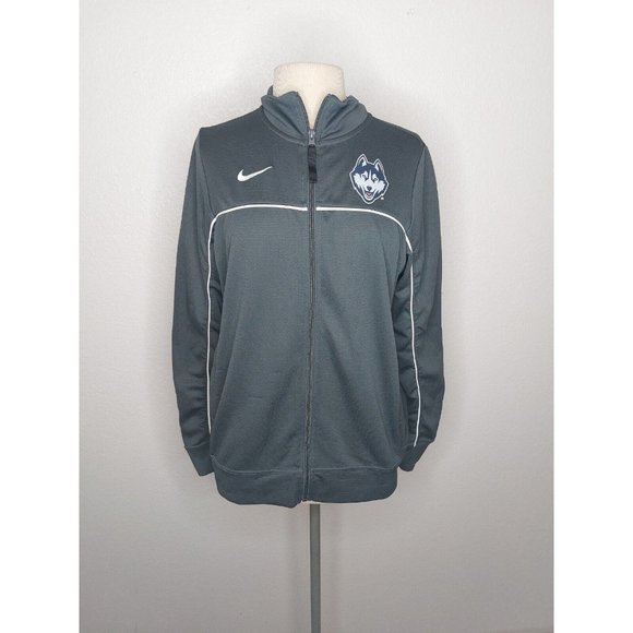 Nike Tops - Nike Womens Medium Dri Fit UConn Huskies Full Zip Gray Mesh Athletic Jacket